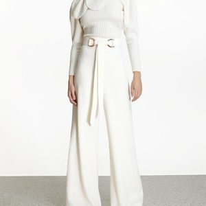 Zimmermann Crepe Belted Wide Leg Pants